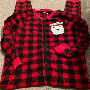 Adult small one-piece fleece pajamas